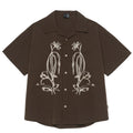 Brown coffee striped waterproof quick-drying short sleeve Cuban collar shirt for outdoor camping