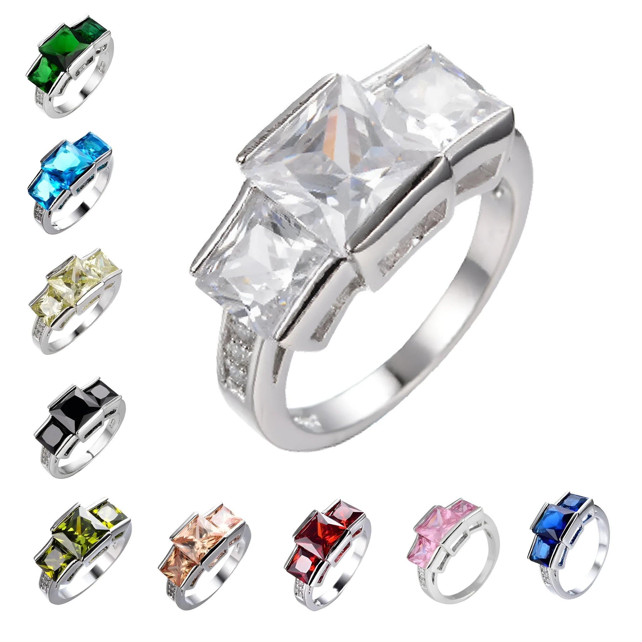 Copper electroplated women's fashion ring with geometric rainbow metal design in multiple colours