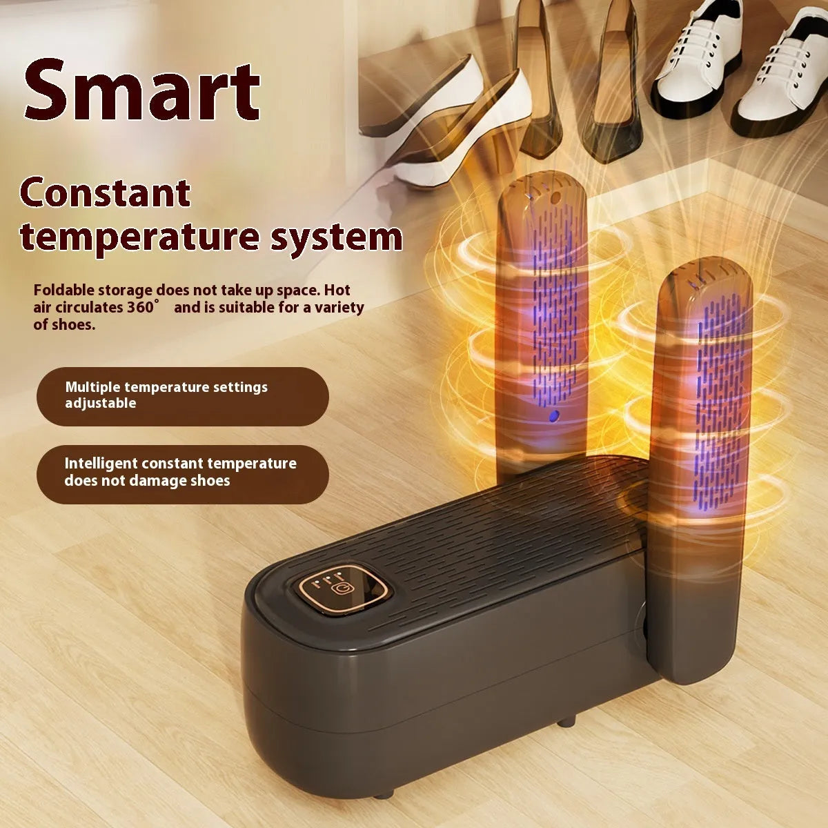 Automatic shoe dryer machine with timer display and multiple size specifications for footwear drying