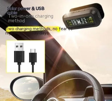 Solar wireless car tyre pressure monitor with colour screen display and four sensors