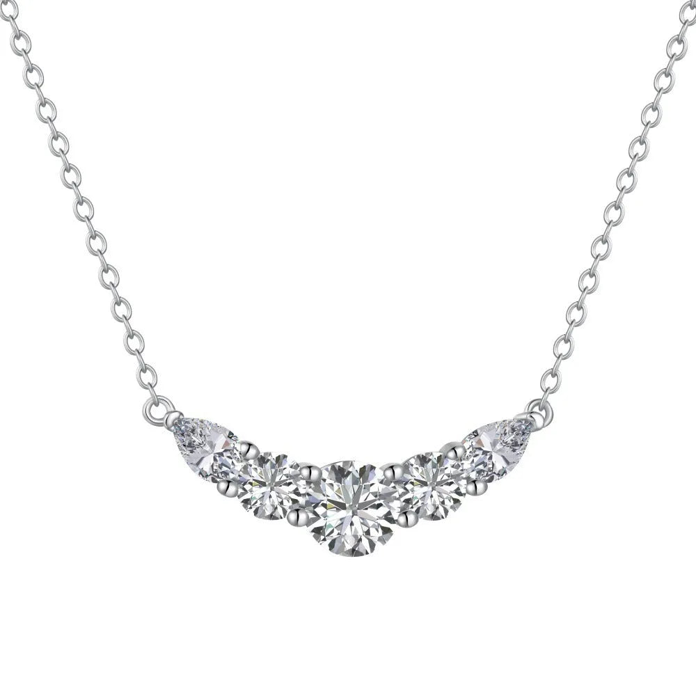 925 sterling silver necklace with zircon inlay platinum colour for women pendant chain