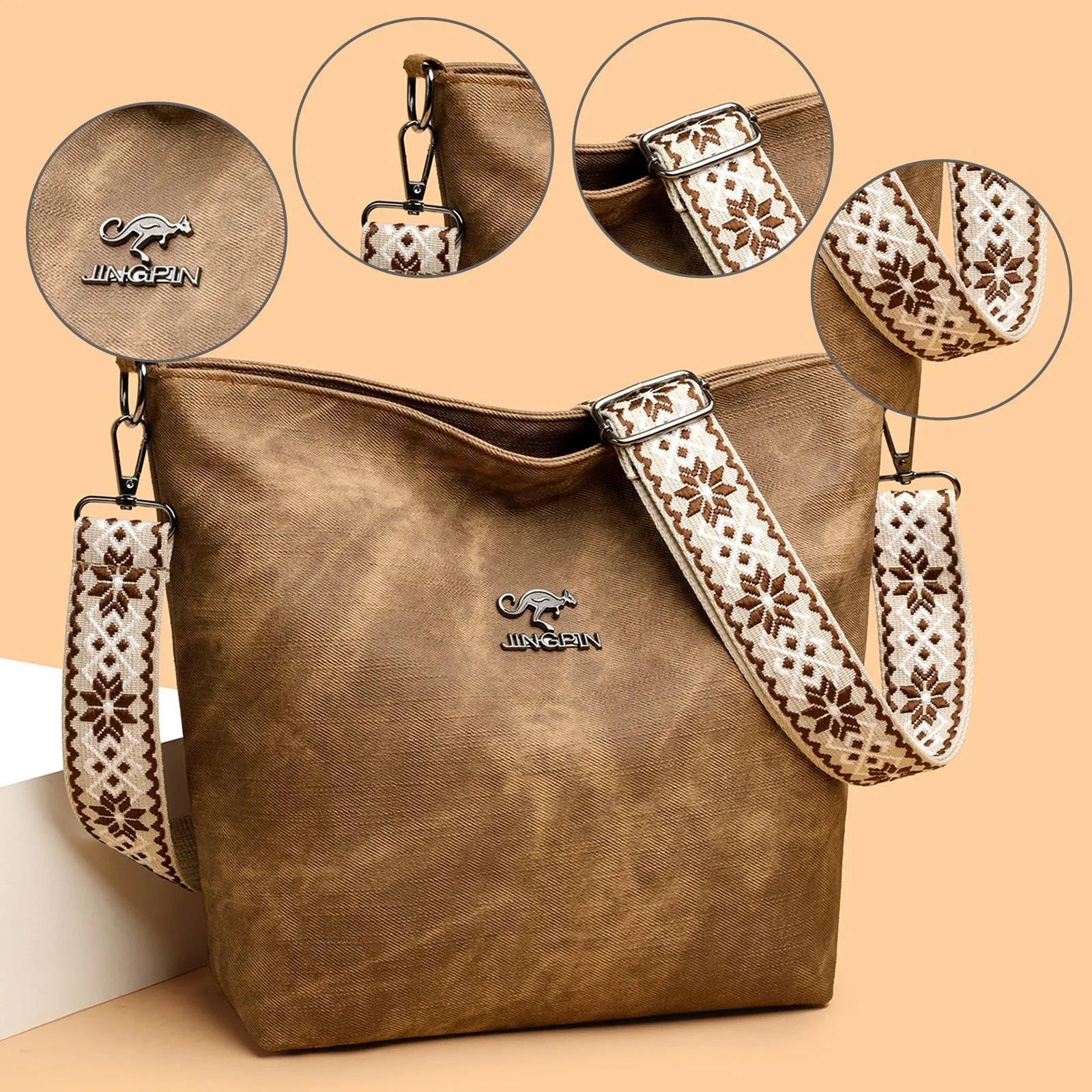 Soft PU crossbody shoulder bag in pink, grey or yellow with polyester lining