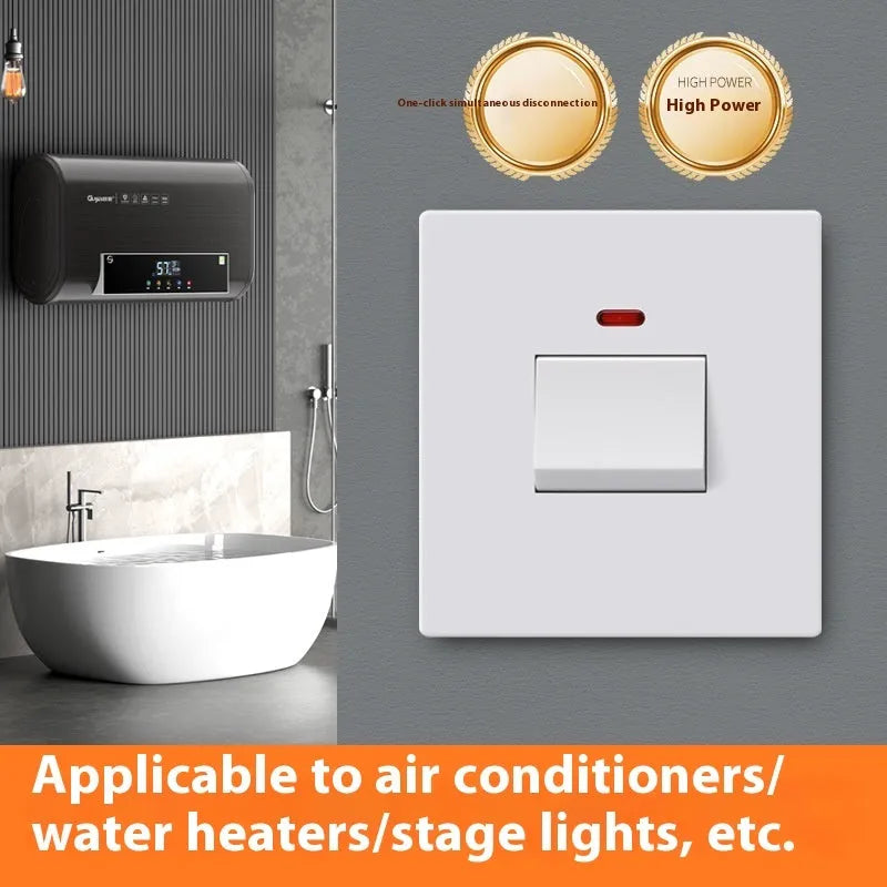 Water heater and air conditioner double-break switch with LED indicator panel in gold finish