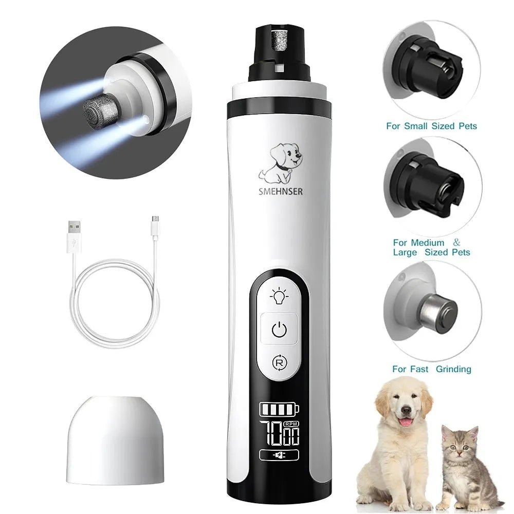 Pet automatic nail piercing device for dogs with LCD display and three speed settings