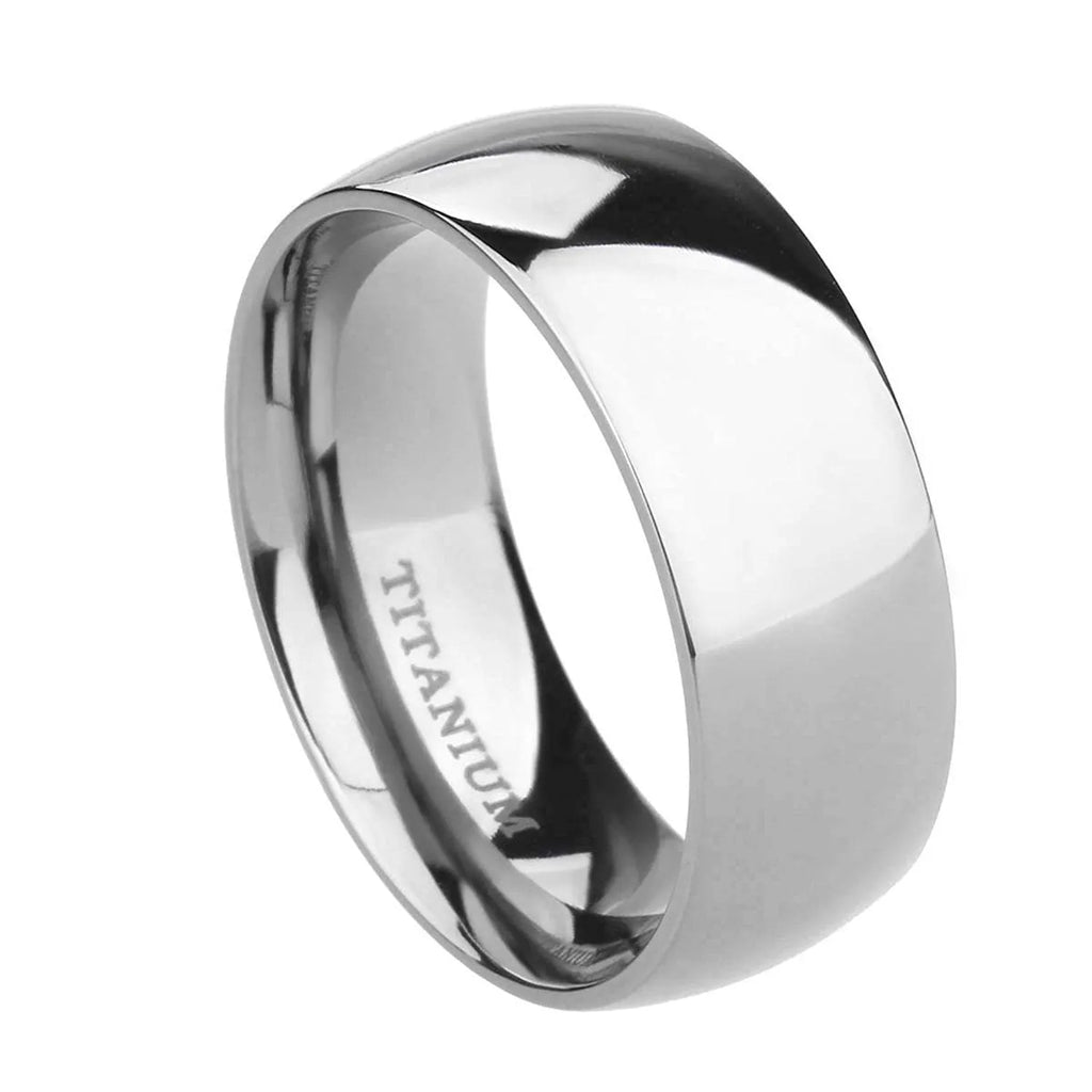Silver matte-finished titanium ring shown in 2mm, 4mm, and 6mm width options.
