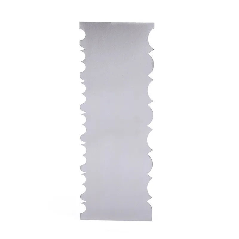 Stainless steel cream scraper with polygonal cake patterns for textured baking finishes