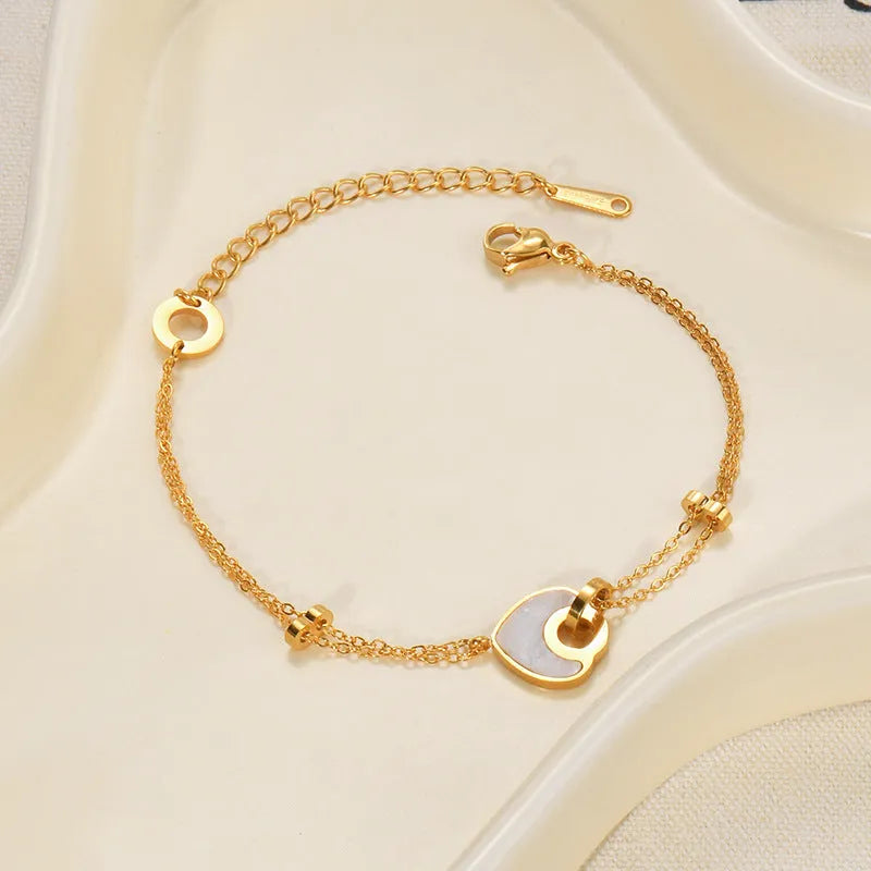 Electroplated stainless steel bracelet with double-layer loving heart design