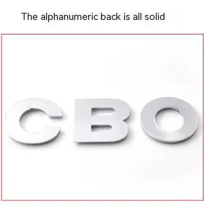 Zinc alloy 3D raised letter car sticker for bumper customisation in black or silver.