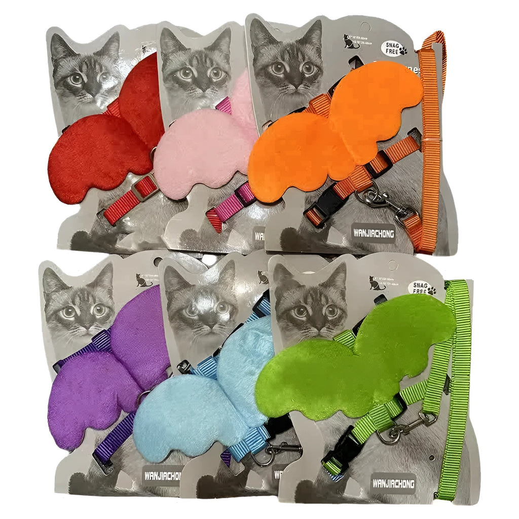 Purple pet chest strap for a small dog, held in a person's hand.