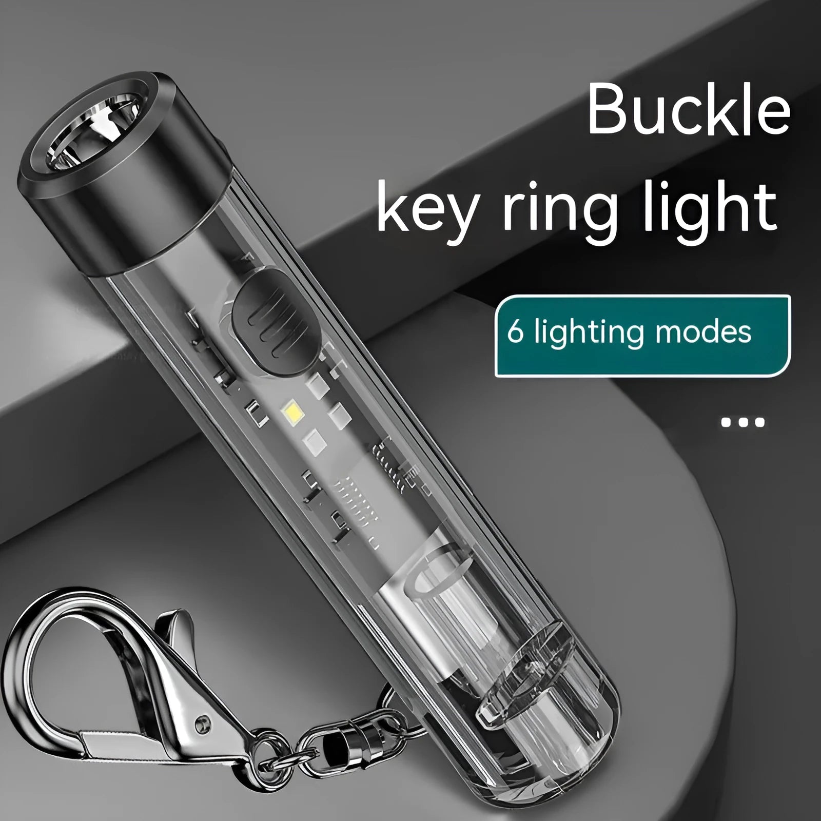 Black plastic portable outdoor flashlight with USB charging cable.