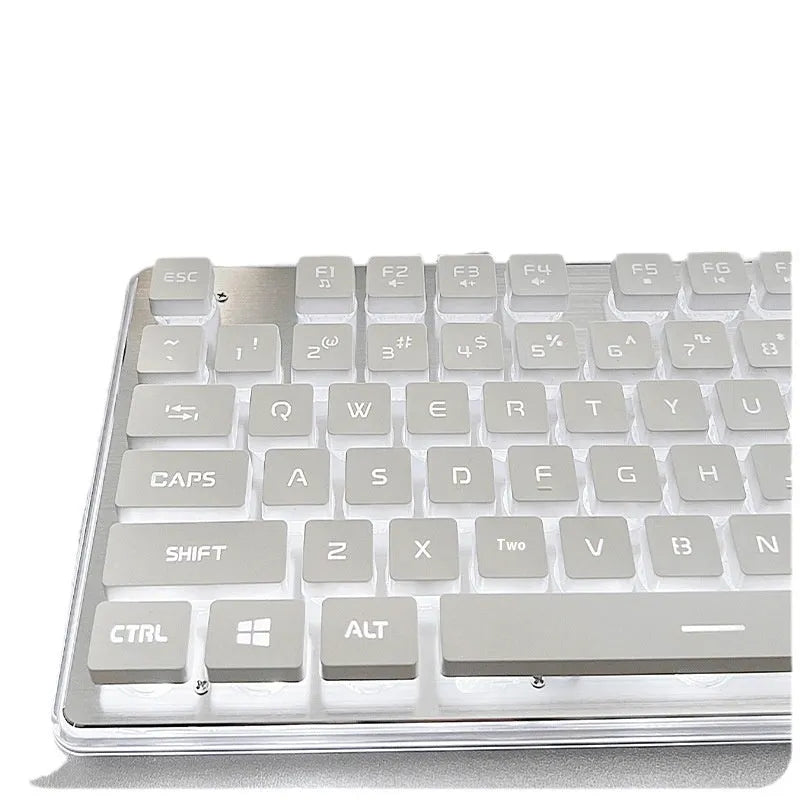 Wired mechanical feel keyboard with mute buttons showing 44cm length and ABS construction