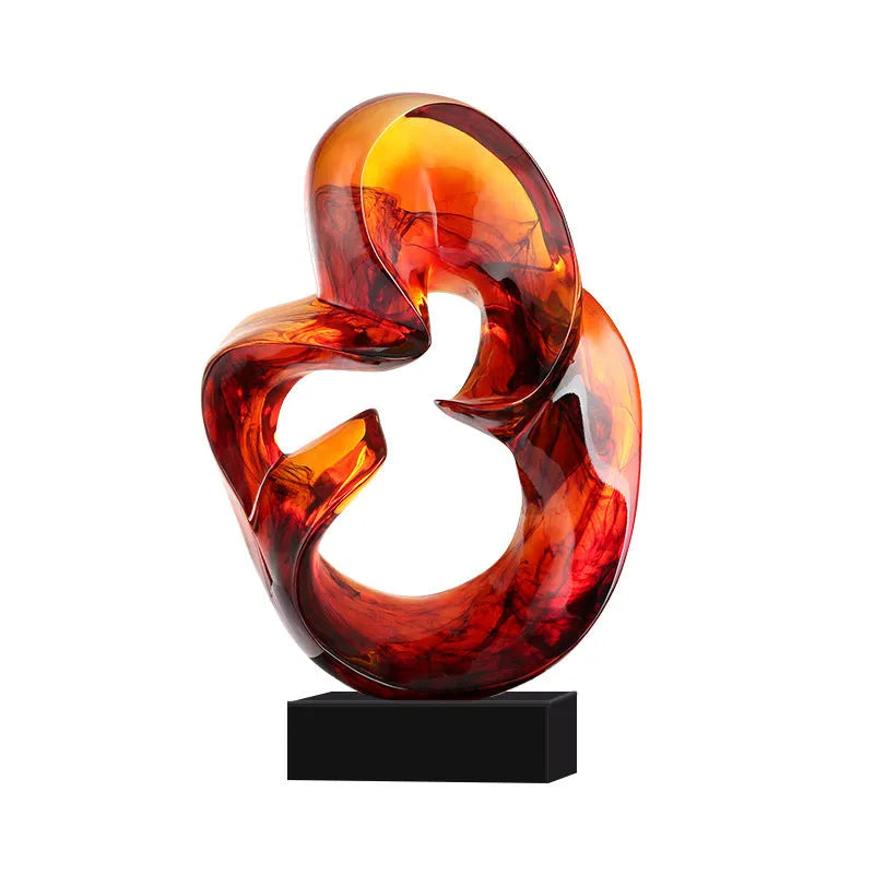 Transparent resin craft ornament in modern simplicity style, orange red or blue colour option