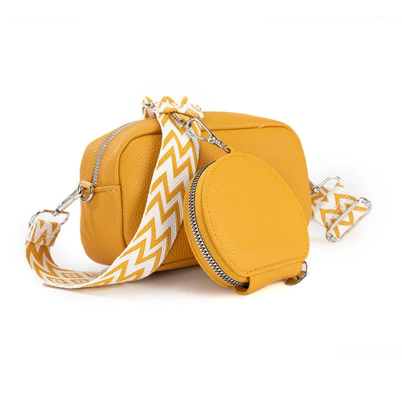 Soft PU one-shoulder crossbody bag for women in a horizontal square shape, shown in various colours.