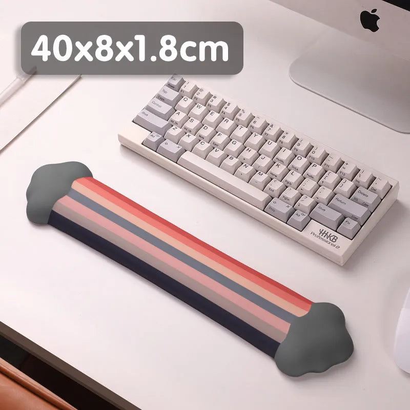 Silicone wrister mouse pad and keyboard holder set with printed cloud patterns in four colour options.