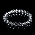White crystal bracelet with round beads in various sizes from 6mm to 14mm diameter