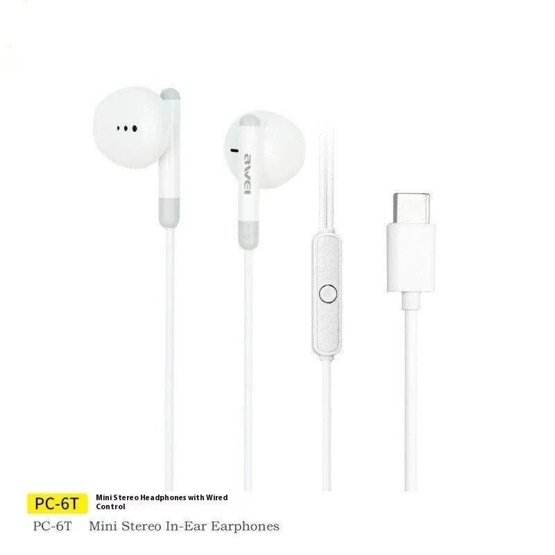 AWEI Dimension PC-6T wired earphone with 14mm large moving coil driver, Type-C plug, 1.2m cable, black
