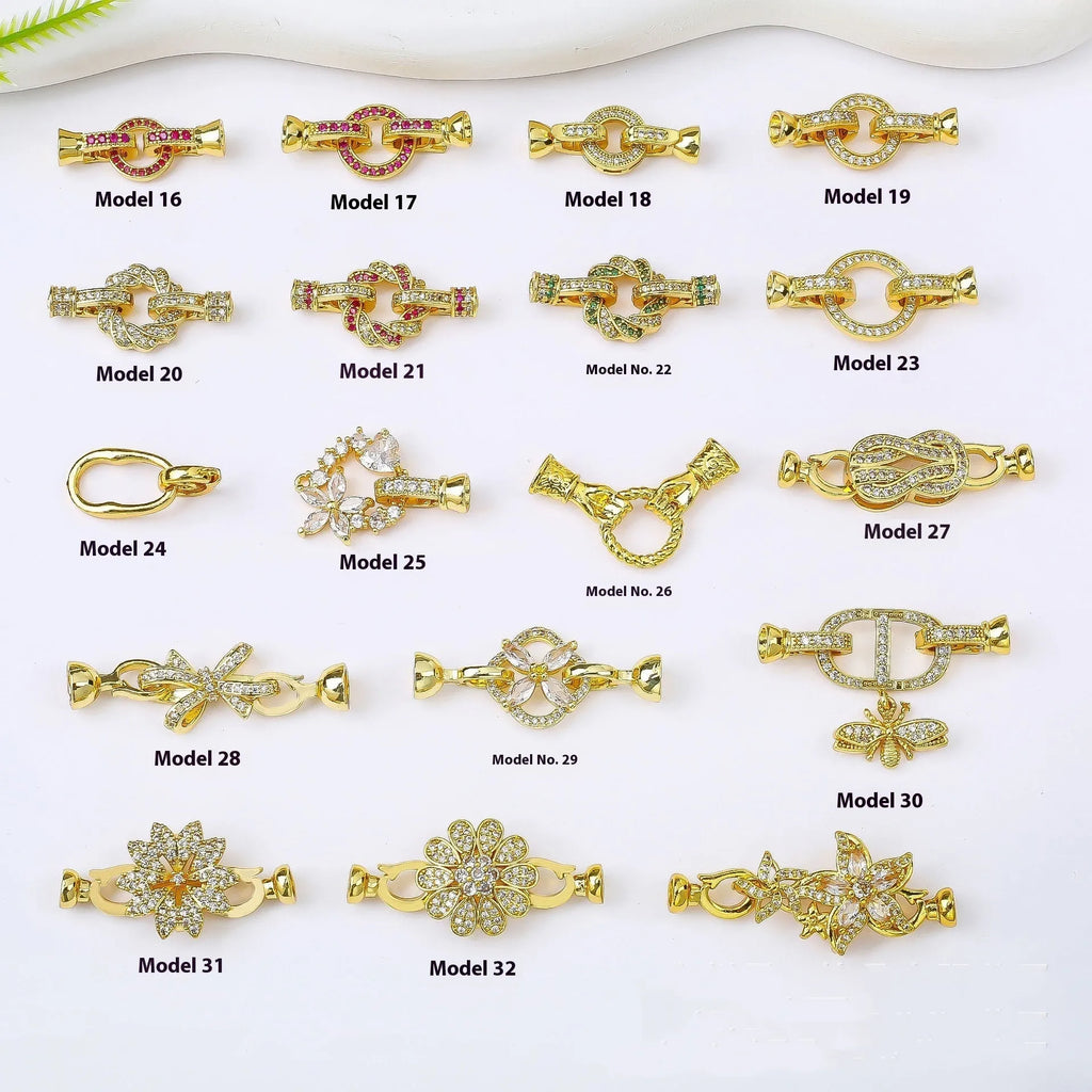 Small gold electroplated necklace buckle for DIY jewellery making with rose gold and silver colour options