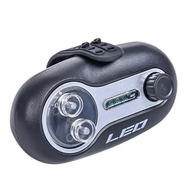 Telescopic fishing rod alarm with automatic night fishing signal lamp in blue wheel style configuration