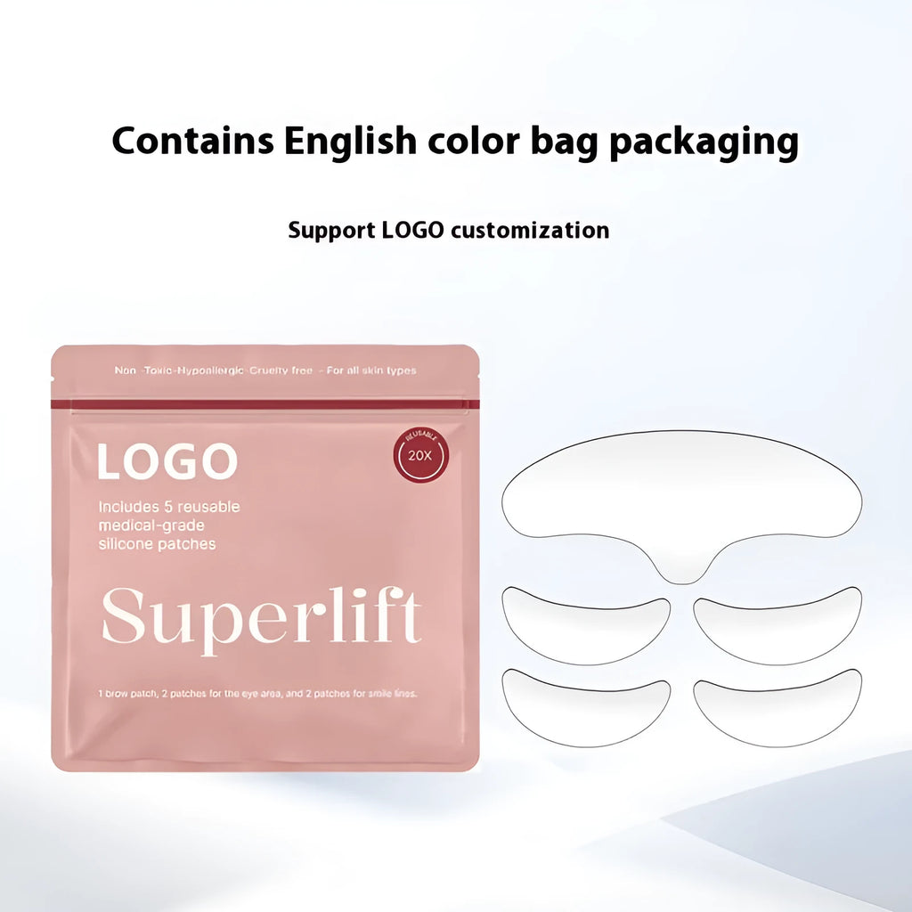 Silicone anti-wrinkle face stickers 5-piece set for forehead and eye application