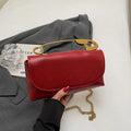 Creative paper clip shoulder handbag in horizontal square shape with street trend style
