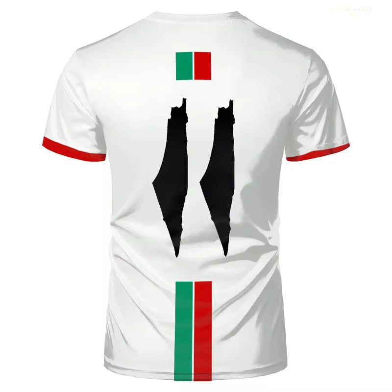 3D printed football pattern T-shirt in spandex fabric with half sleeves