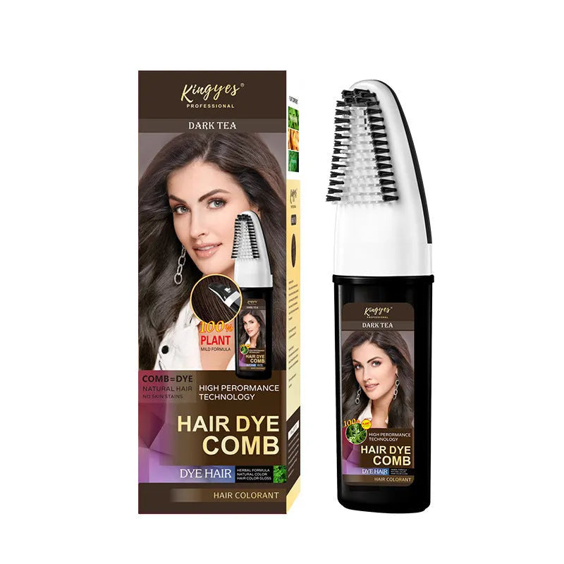 Hair dye colour cream kit with easy-colouring comb in brown, wine red and dark brown 200ml bottles