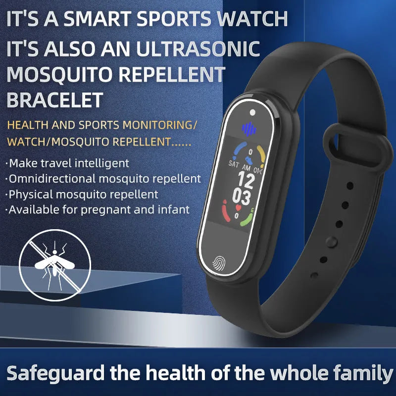Black and white USB rechargeable electronic mosquito repellent wristband bracelet