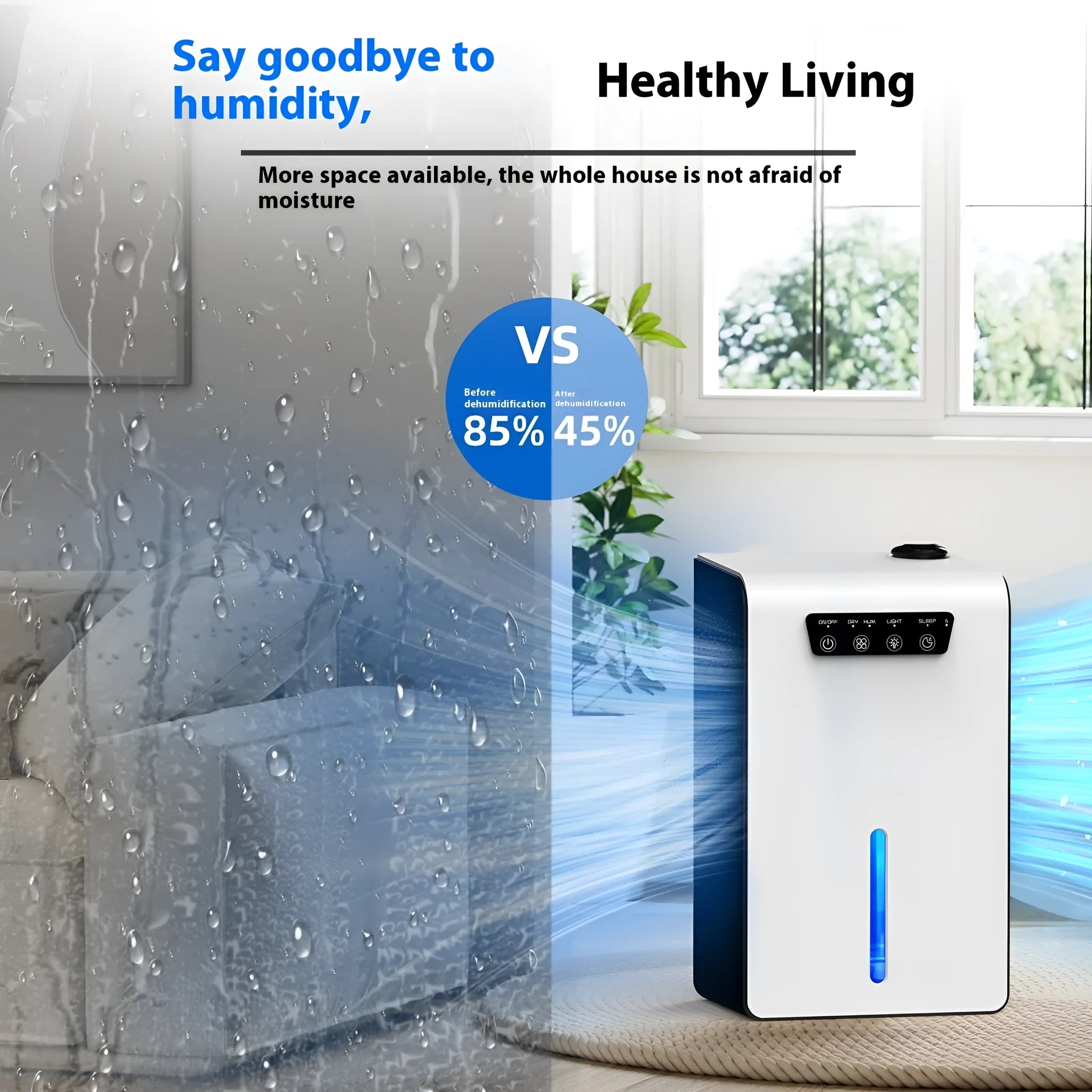 Milky white household dehumidifier for 10-20 square metre rooms with mute operation