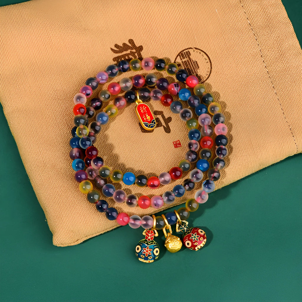 Dzogchen half pond agate bracelet with gray glaze and swallowing gold beast design