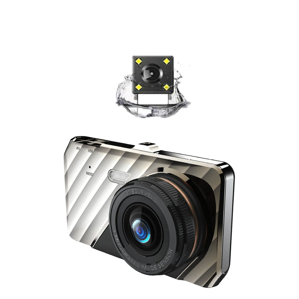 4 inch front and rear dual lens dashboard camera with touch screen display