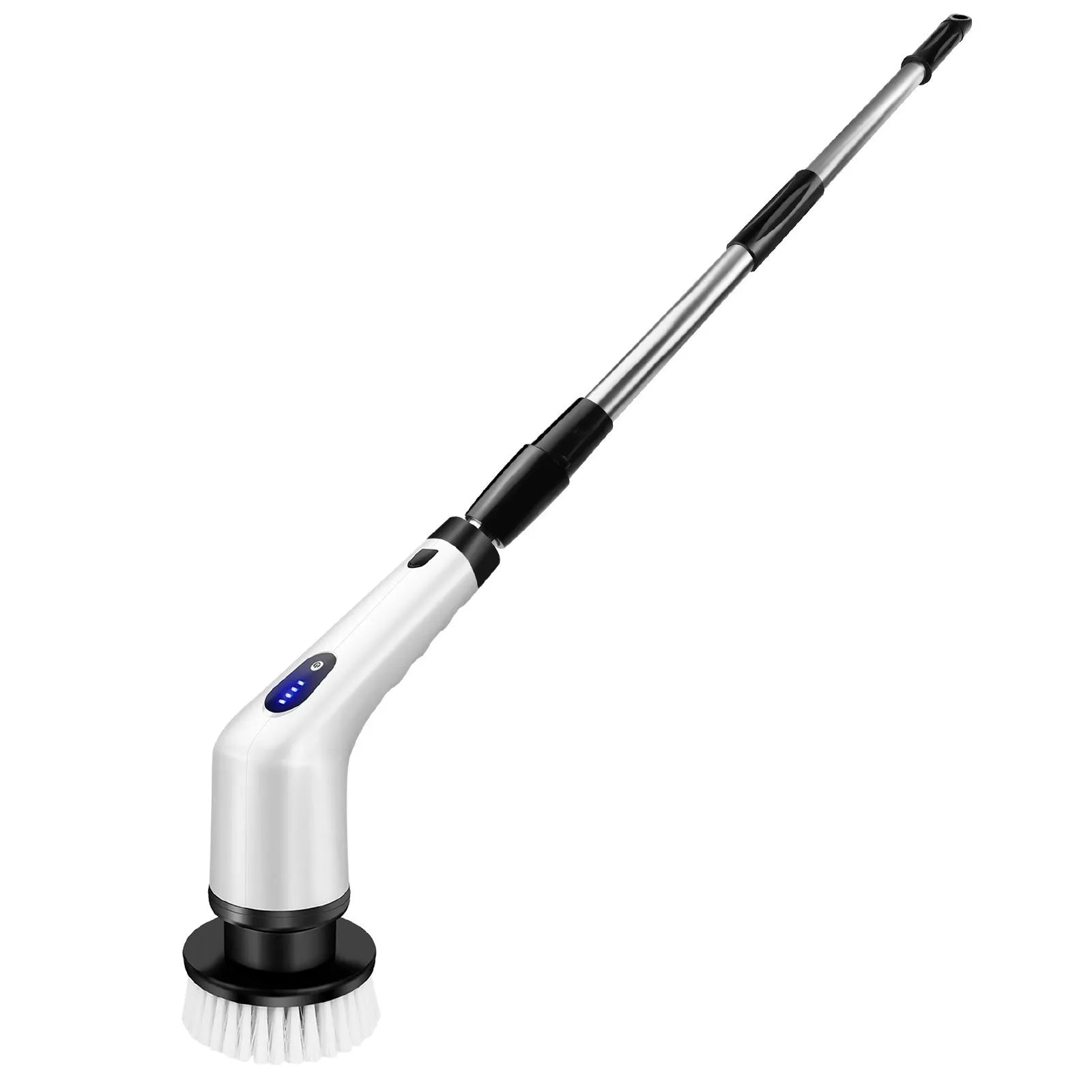 White handheld lithium rechargeable cleaning ball with brush attachment