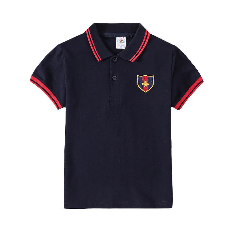 Boys short sleeve cotton t-shirt in red, navy, yellow or white for ages 3-8 years