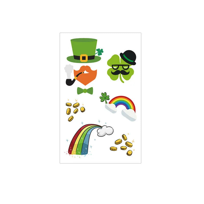 Irish festival tattoo sticker paper with St. Patrick's Day clover design measuring 120 × 75mm