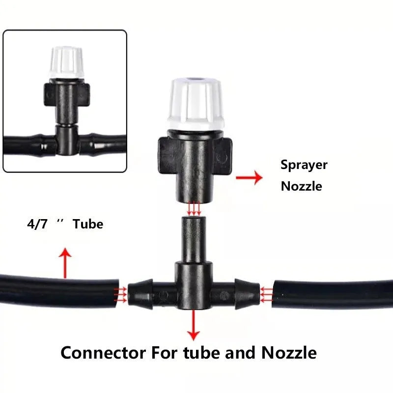10 metre garden irrigation hose system with 10 micro spray nozzles for mist watering