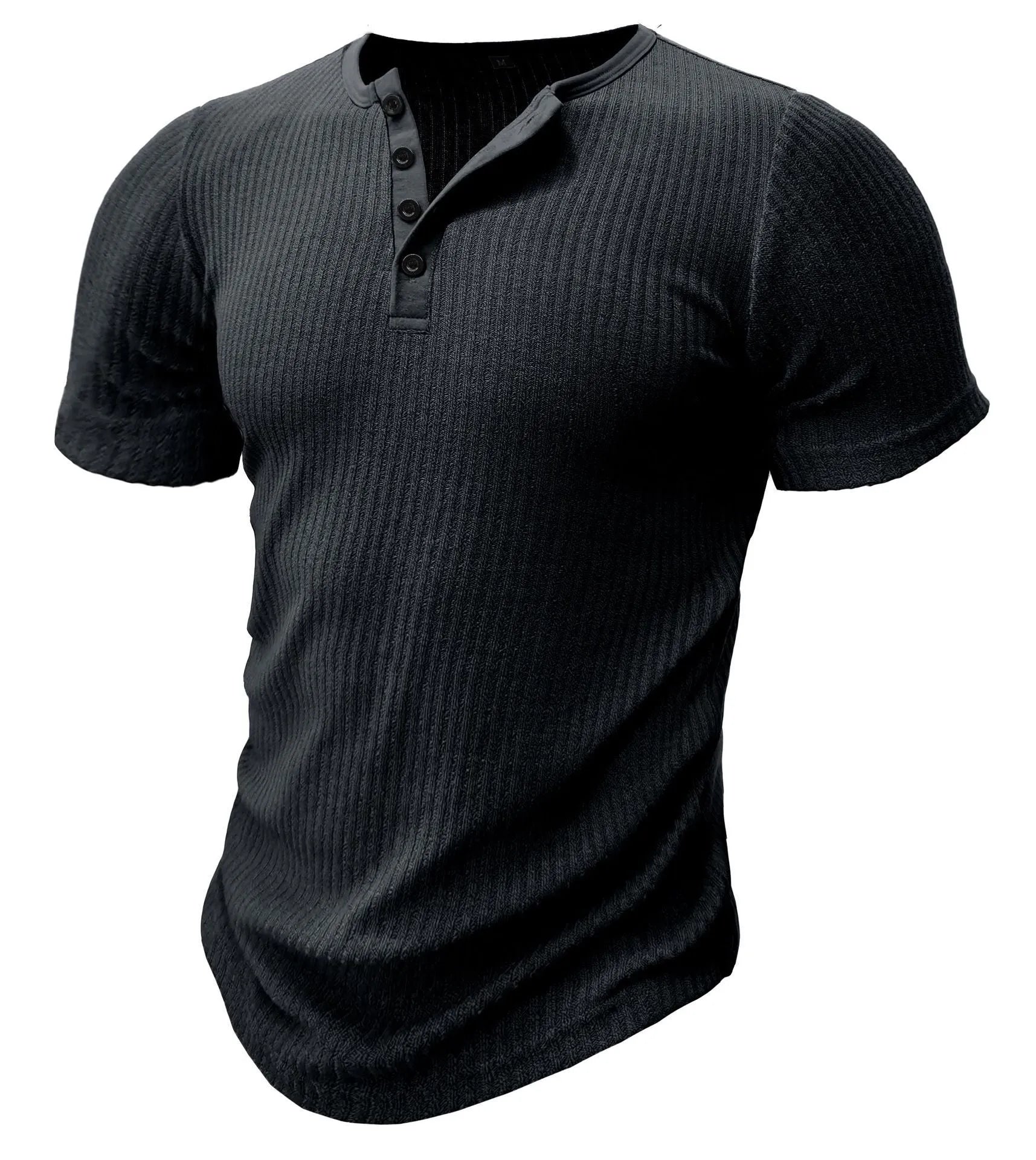 Men's slim-fit muscle T-shirt in polyester fabric showing athletic cut and solid colour options