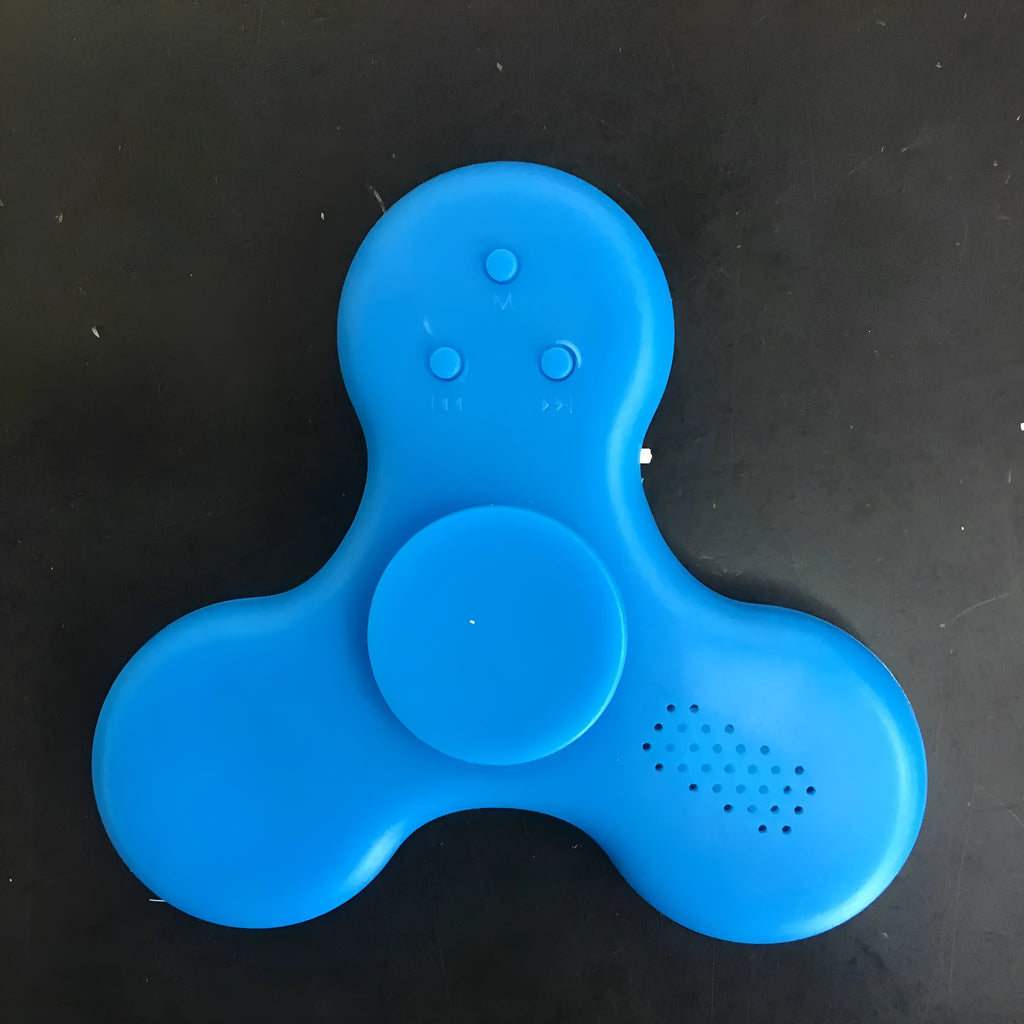 Blue Bluetooth speaker music fidget spinner MP3 player with TF card slot measuring 80mm diameter