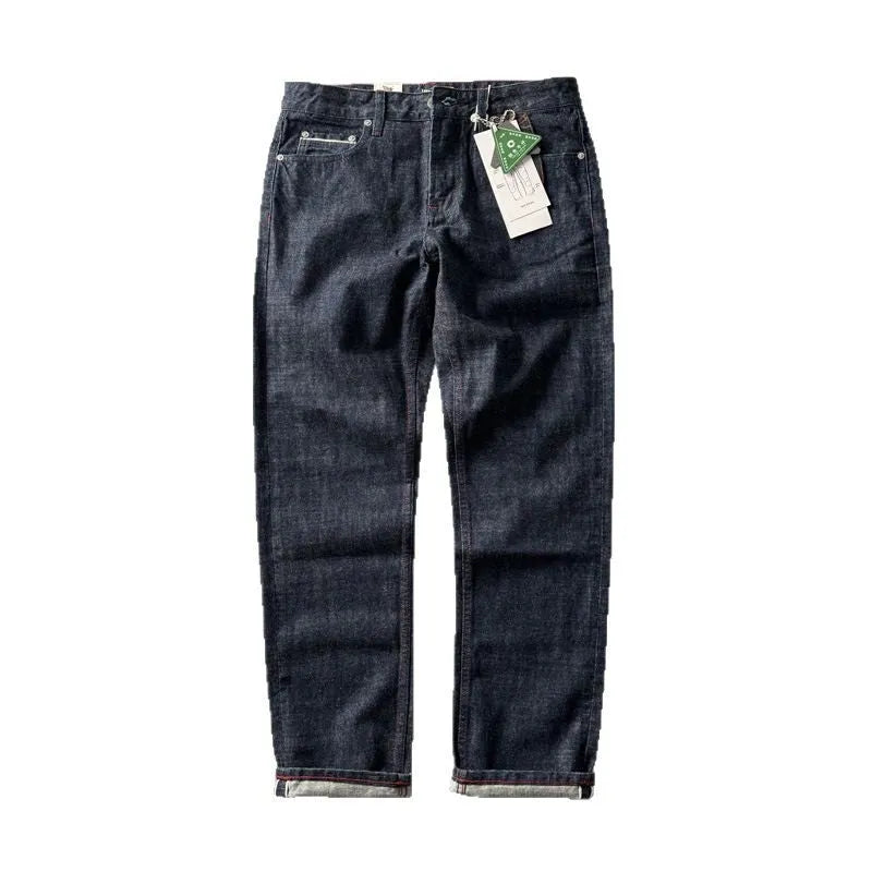 Men's straight leg denim jeans in a primary colour, showing front view of the mid waist and classic cut.