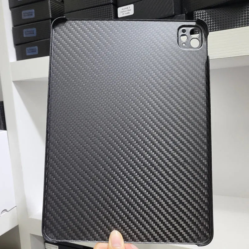 iPad Pro 11-inch carbon fibre hard case with 3K matte surface and plaid pattern