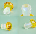 Colourful crystal mushroom decorative ornament in geometric modern style on a white background.