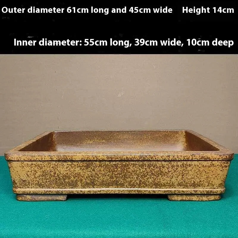 Straight shallow rectangular Yixing purple sand flowerpot for corridor and ground planting