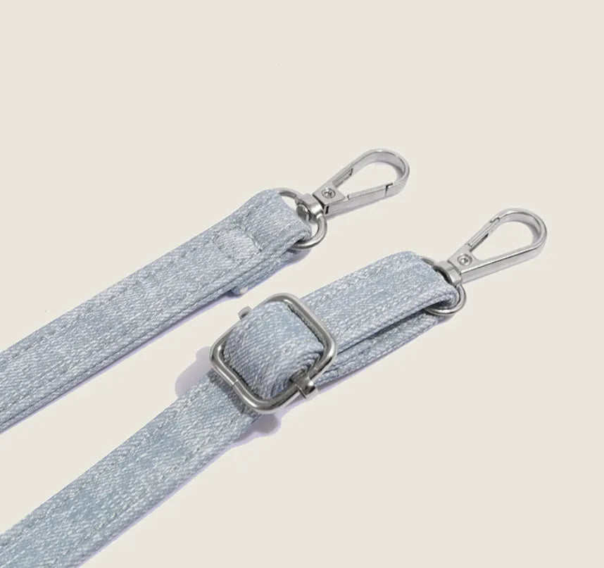 Women's casual PU shoulder handbag in denim blue or white colour, standard size with soft material