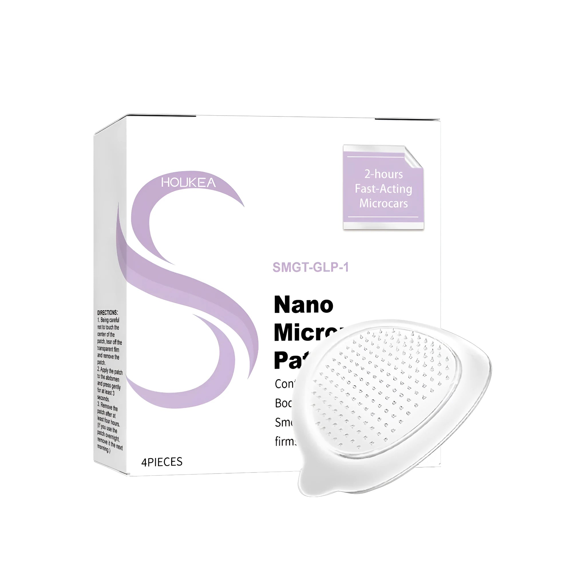 Nano microneedle skincare patch pack containing four individual facial patches with ginger and mugwort root extracts