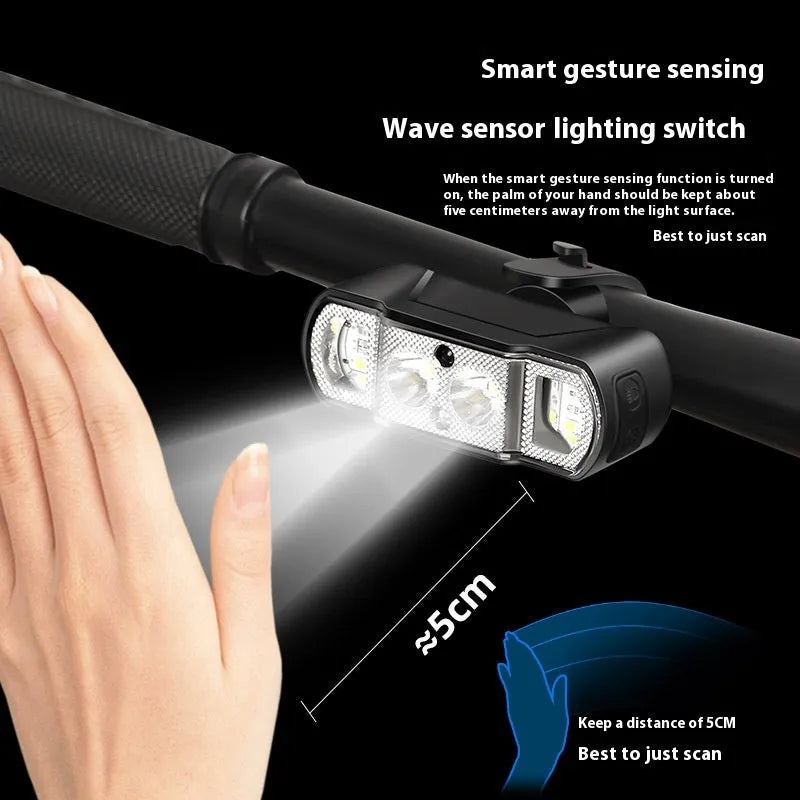 Black bicycle headlight with 350 lumen output and 18650 lithium battery
