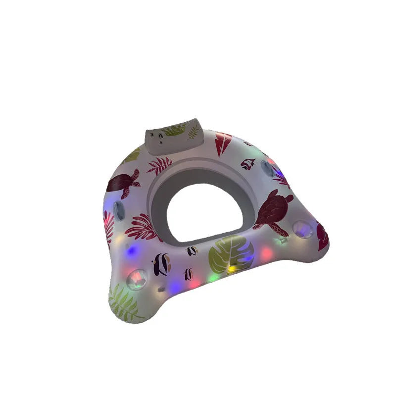 White U-shaped luminous inflatable float seat on water