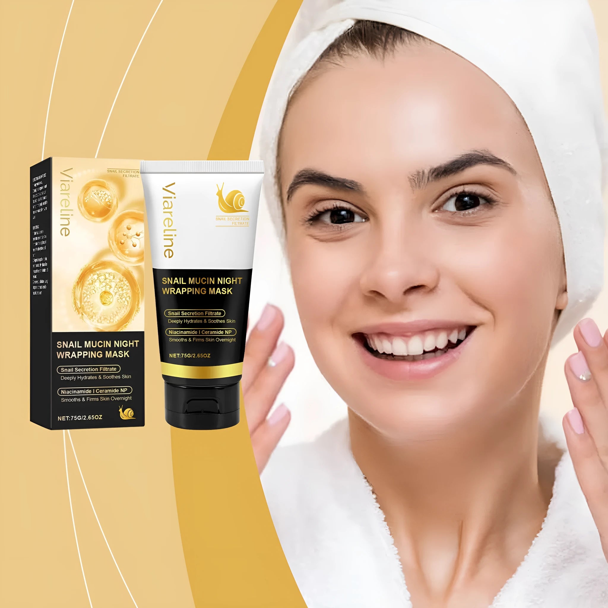 Single 75g snail mucus tearing facial sheet mask for hydration.