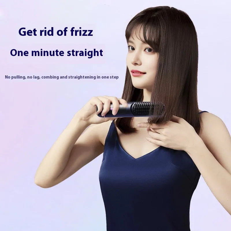 Portable charging negative ion hair comb in white, dark blue or grey colour with ABS plastic construction