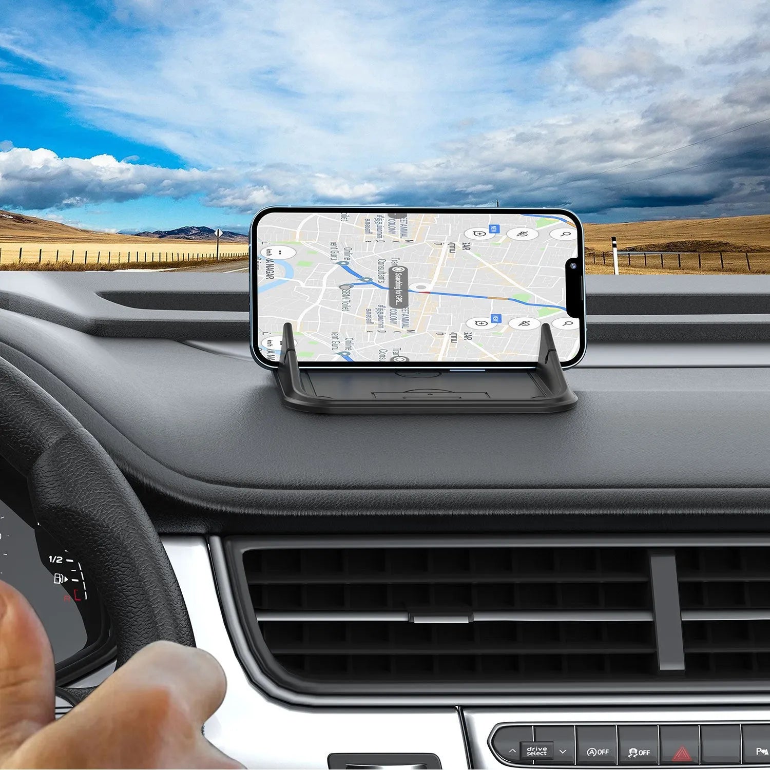 Silicone automobile phone holder in Peak-X5 colour for car and desktop mounting