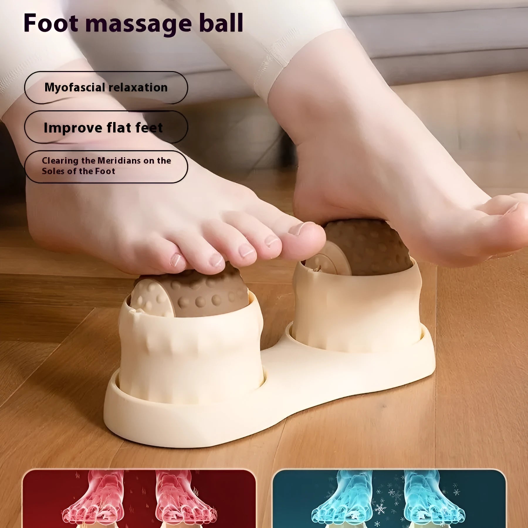 Massage ball set for cold and hot compress therapy in caramel mocha colour with double ball design