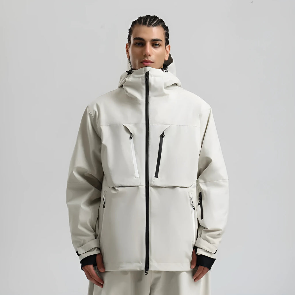 Waterproof padded ski coat in khaki with breathable windproof polyester shell and imitation silk cotton filler