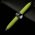 Metal spinning gyro ballpoint pen showing 10.5cm length with multiple refill colour options